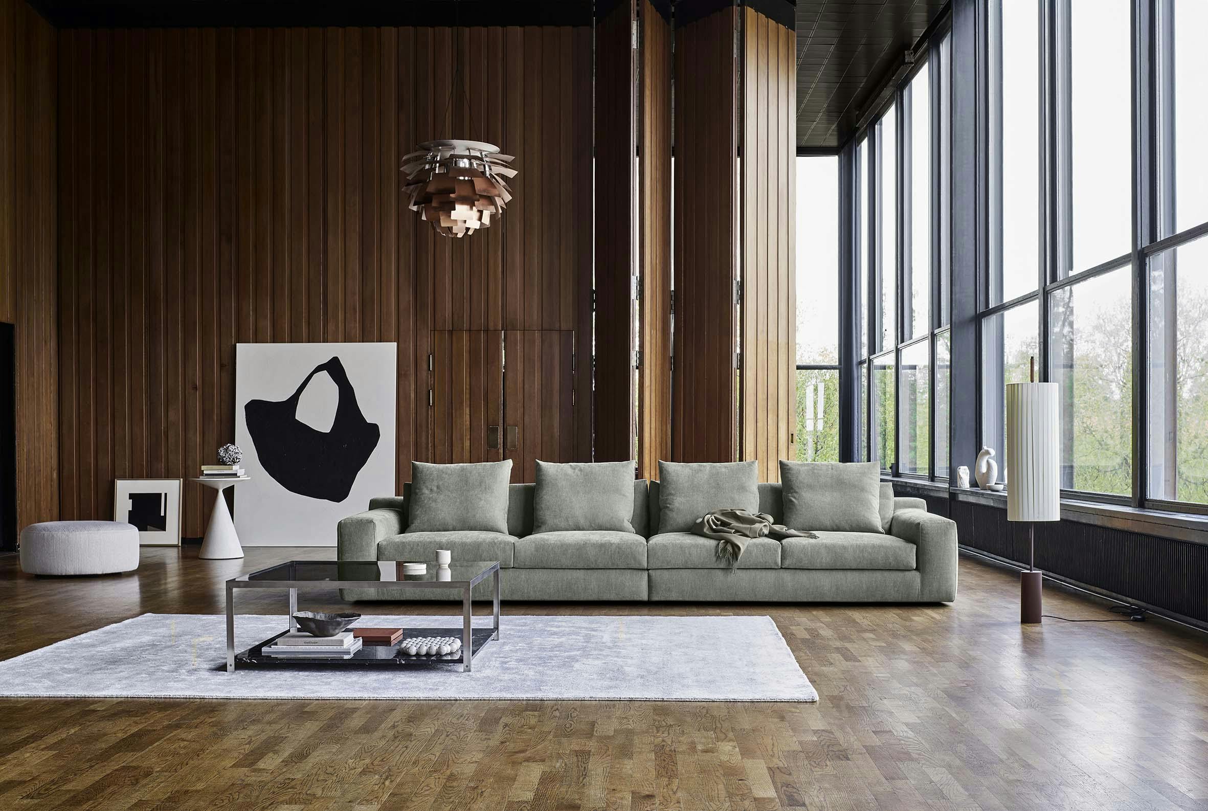 eilersen aton sofa 366x109 cm level 24 with wheel footstool stick carpet frame table envir 87871